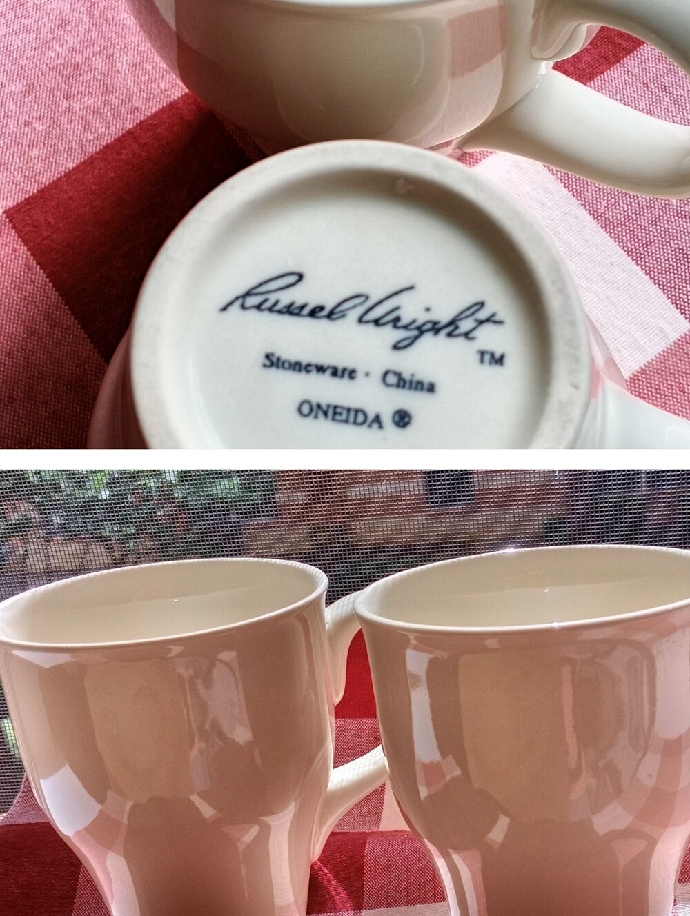 Oneida Cream Color Mug with Blue Script Marking